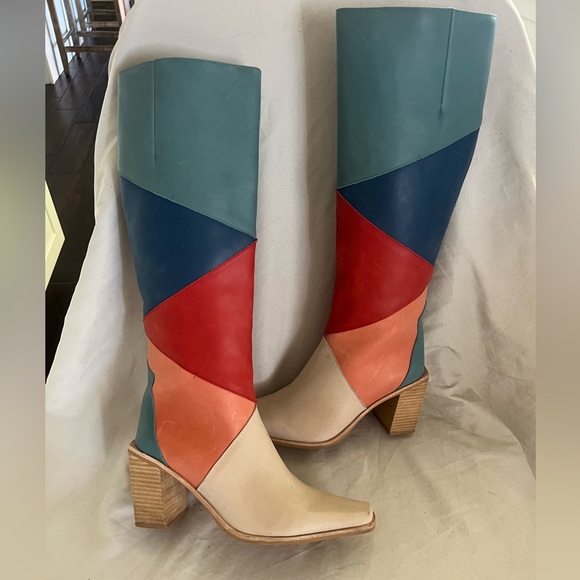 Jeffrey. Campbell RARE PATCHWORK CALIMITY KNEE HIGH HEEL BOOTS 8 HOT! - Picture 9 of 15